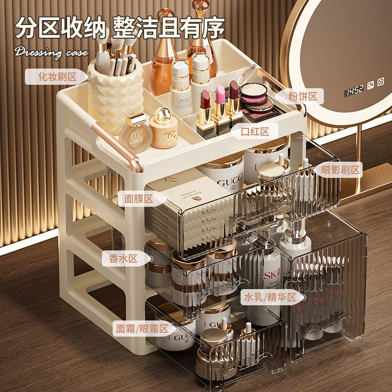 Drawer Type Cosmetic Storage Box Advanced Dressing Table Lipstick Skin Care Desktop Storage Box Jewelry Storage Rack - image 2