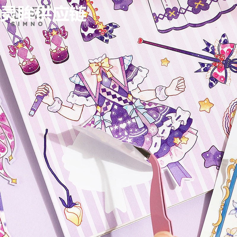 Lingmo Supply Chain's New Xinmo Girl Dress-Up Game Sticker Book, Energetic Princess Makeup Stickers, Sparkling Collection - image 2
