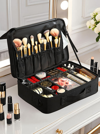 Large Capacity Cosmetic Bag Women's Portable Travel Cosmetic Storage Bag Ins Style Embroidery Nail Makeup Kit - image 1