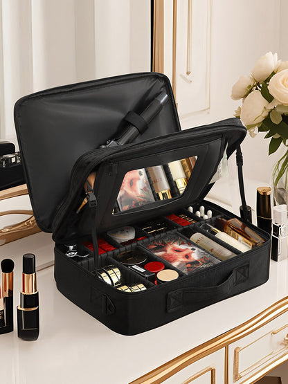 Large Capacity Cosmetic Bag Women's Portable Travel Cosmetic Storage Bag Ins Style Embroidery Nail Makeup Kit - image 2