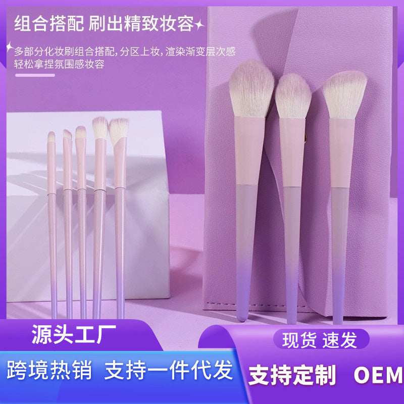 Milk purple 10 makeup brush suit powder brush eye shadow brush portable brush cross-border in stock wholesale a generation of hair - image 1