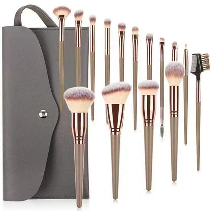 Cross-border 15 champagne gold makeup brush bag makeup brush set Cangzhou super soft makeup brush suit eye shadow blush brush - image 1