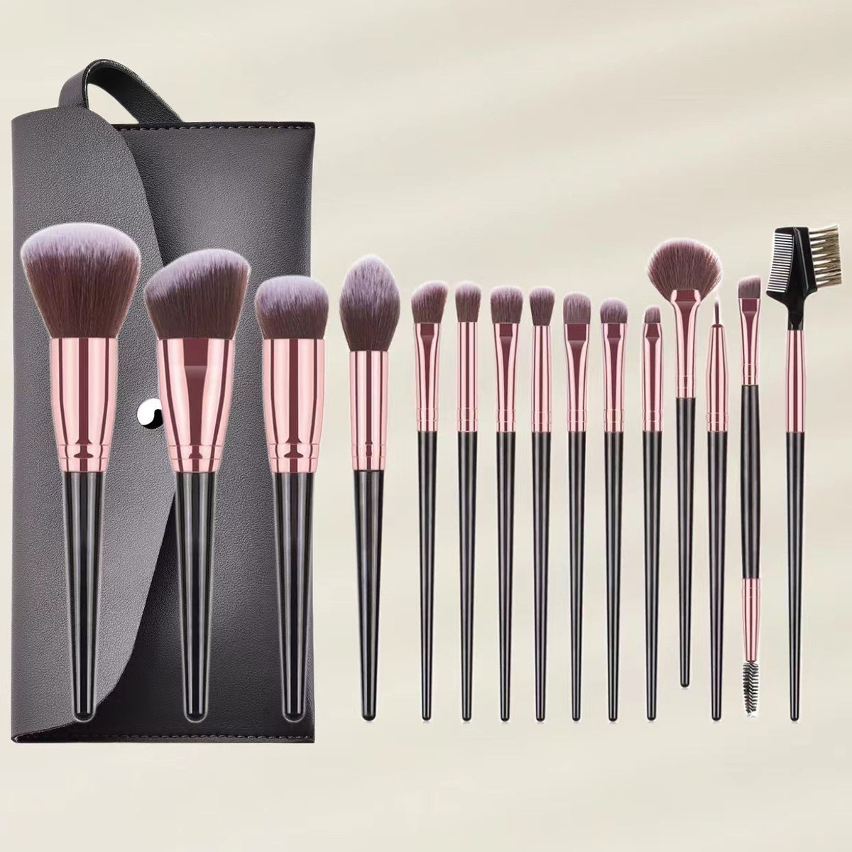 Cross-border 15 champagne gold makeup brush bag makeup brush set Cangzhou super soft makeup brush suit eye shadow blush brush - image 3