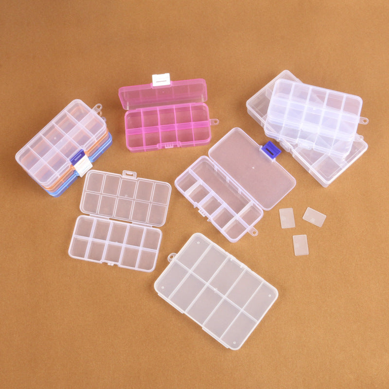 Pp Transparent Removable Fixed 10-compartment Box Jewelry Jewelry Box Nail Art Accessories Beaded Button Fishing Tackle Storage Box - image 3