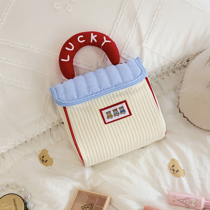 New Cute House Cosmetic Bag Large Capacity Women's High-value Portable Travel Toiletries and Skincare Portable Storage Bag - image 2
