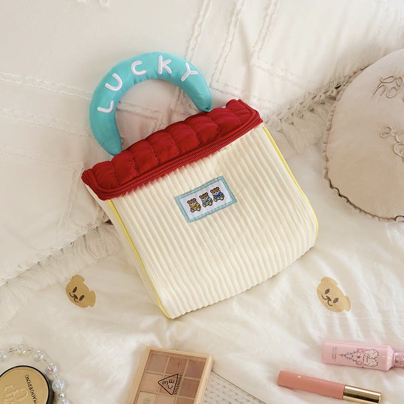 New Cute House Cosmetic Bag Large Capacity Women's High-value Portable Travel Toiletries and Skincare Portable Storage Bag - image 3