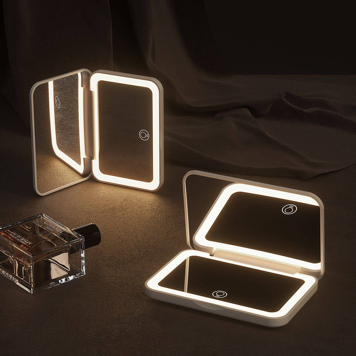 Three-Color Fill Light Magnetic Switch Small Size Led Makeup Mirror Portable 2X Magnification Portable Beauty Mirror with Light - image 2