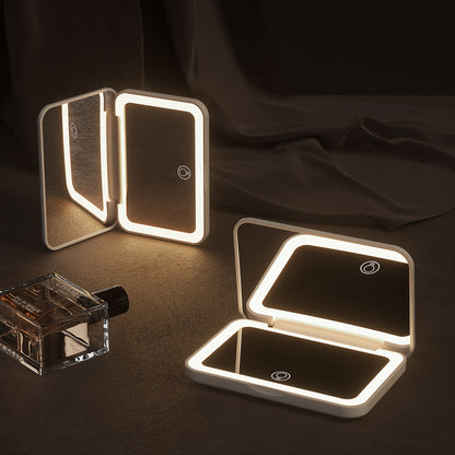 Three-Color Fill Light Magnetic Switch Small Size Led Makeup Mirror Portable 2X Magnification Portable Beauty Mirror with Light - image 2