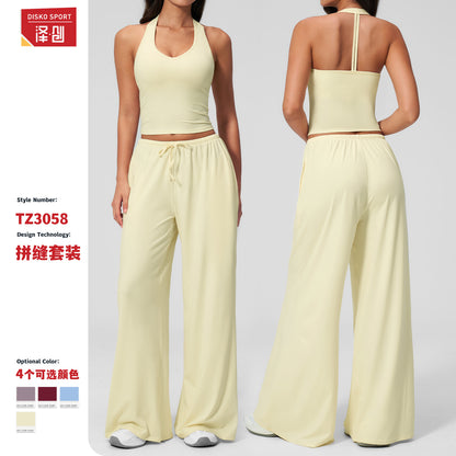 Zechuang Cross-border Sanding Yoga suit Quick-drying Beauty Back Sling Sports suit Leisure Running Fitness Clothing Women 3058 - image 1