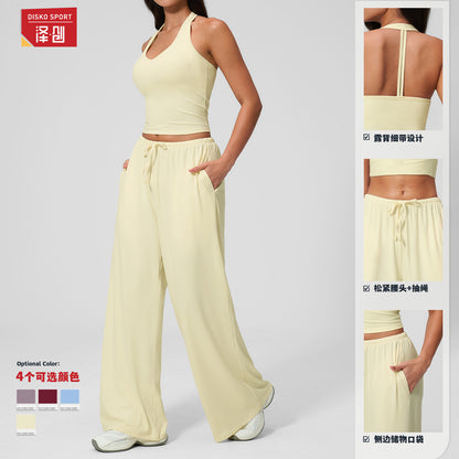 Zechuang Cross-border Sanding Yoga suit Quick-drying Beauty Back Sling Sports suit Leisure Running Fitness Clothing Women 3058 - image 3