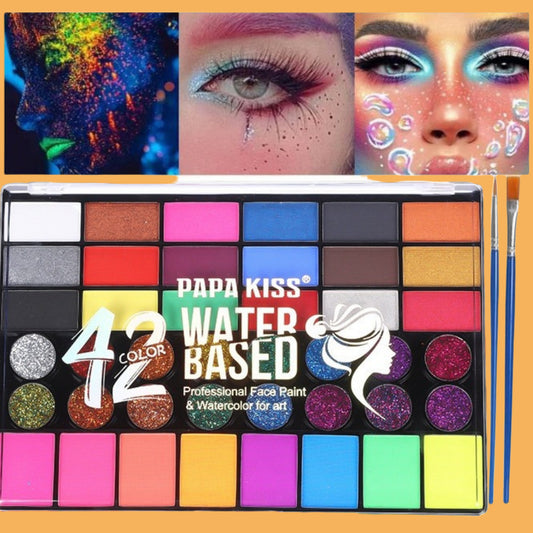 42-Color Water-Based Paint with Brush for Stage Makeup, Body Watercolor, Halloween Face Paint, Suitable for Events - image 1