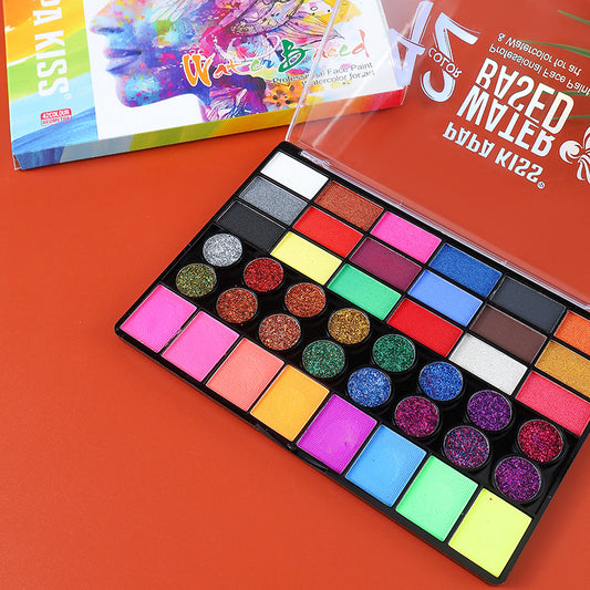 42-Color Water-Based Paint with Brush for Stage Makeup, Body Watercolor, Halloween Face Paint, Suitable for Events - image 2
