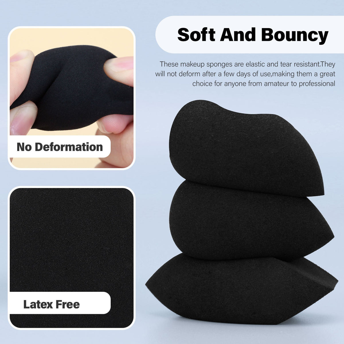 Beauty Egg Makeup Puff Black Classic Variety of Shapes Special-Shaped Makeup Egg Non-Latex Bevel-Cut Water Drop Tool - image 3