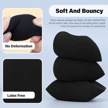 Beauty Egg Makeup Puff Black Classic Variety of Shapes Special-Shaped Makeup Egg Non-Latex Bevel-Cut Water Drop Tool - image 3
