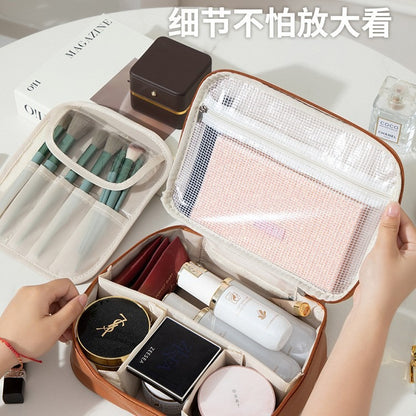 High-End Cosmetic Bag, Large Capacity, Three-In-One Multi-Functional Niche Design Partitioned Storage Bag, Portable Cosmetic Case - image 3