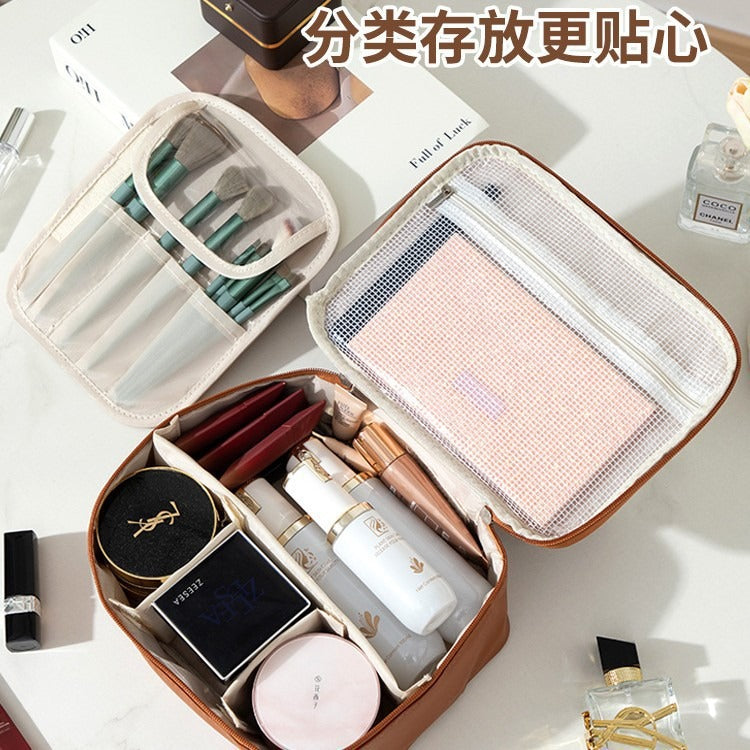 High-End Cosmetic Bag, Large Capacity, Three-In-One Multi-Functional Niche Design Partitioned Storage Bag, Portable Cosmetic Case - image 4