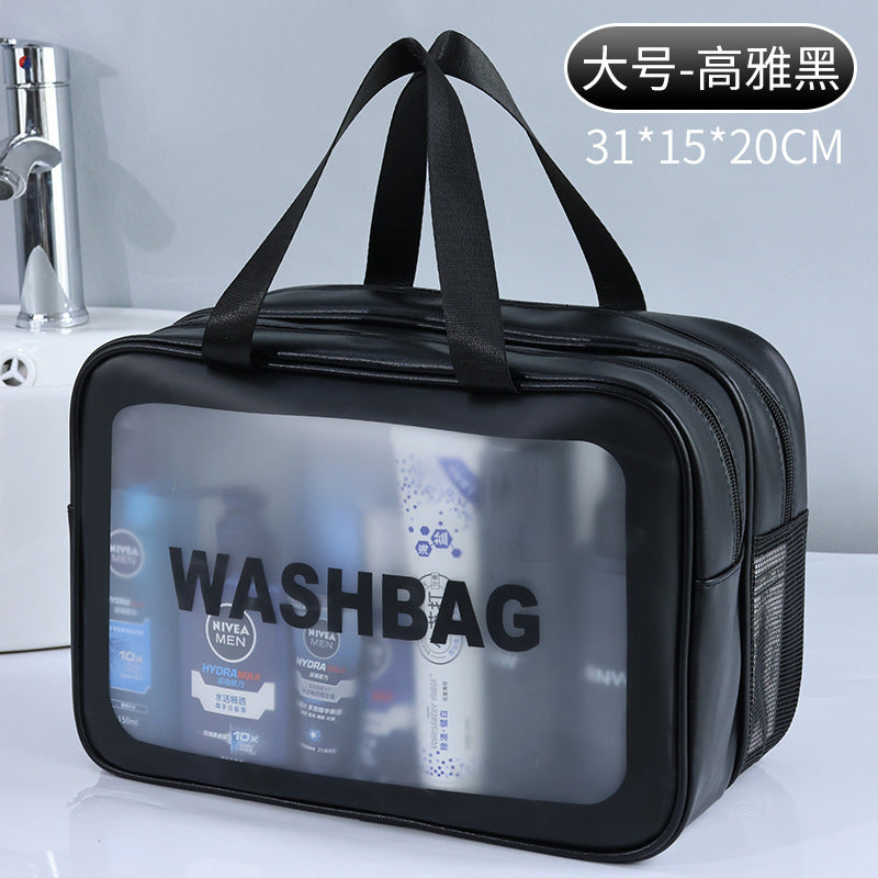 Wet and Dry Separation Double-Layer Transparent Pu Cosmetic Bag for Men and Women Portable Cosmetic Storage Bag Travel Bag Toiletry Bag - image 4