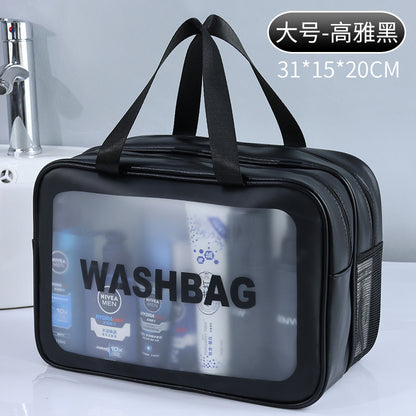 Wet and Dry Separation Double-Layer Transparent Pu Cosmetic Bag for Men and Women Portable Cosmetic Storage Bag Travel Bag Toiletry Bag - image 4