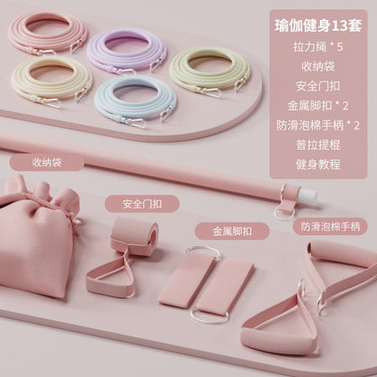Home Fitness Body Shaping Yoga Multi-Functional Tension Rope Shoulder Opening and Back Beauty Elastic Band Tensioner Fitness Training Home - image 3