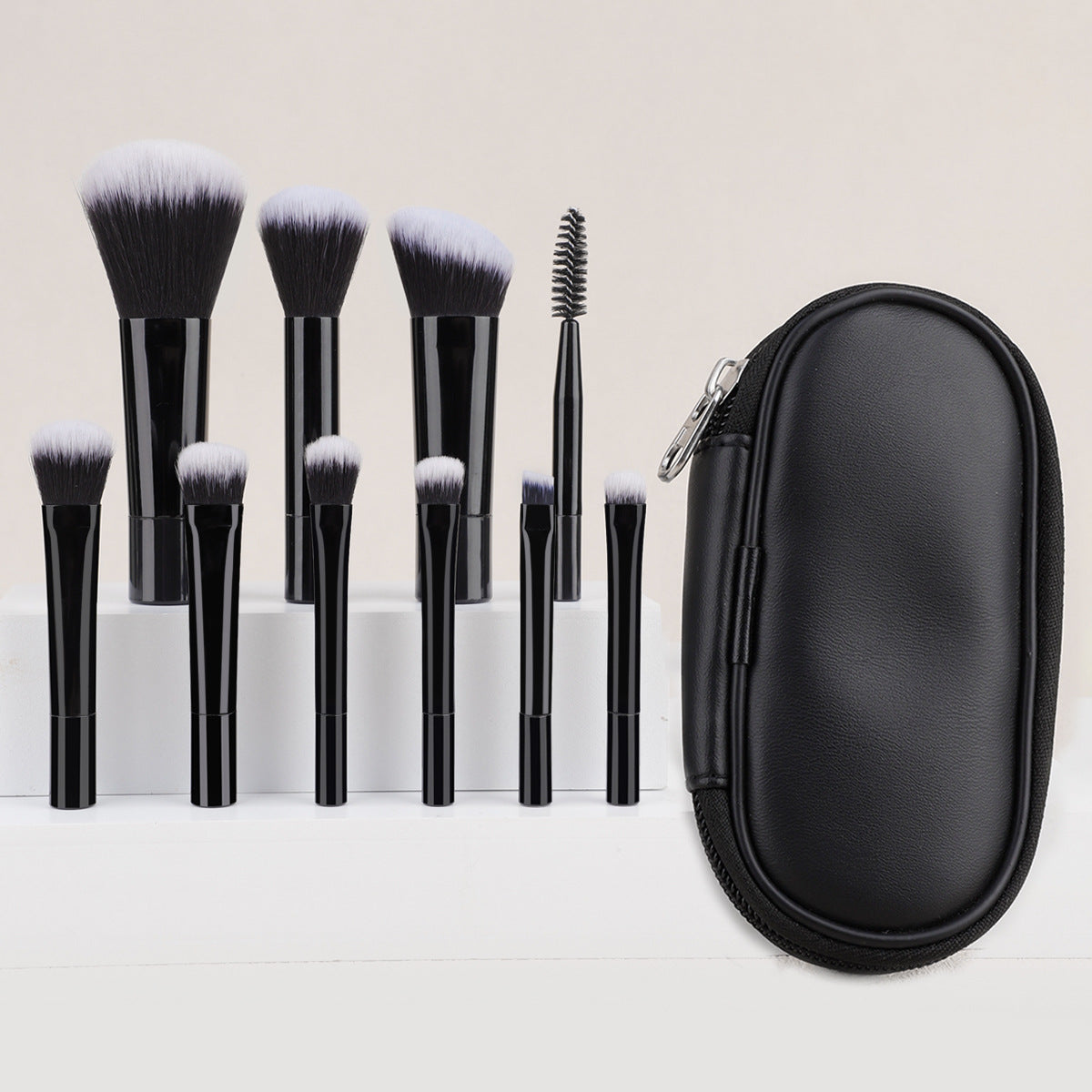 Cross-Border 10-Piece Rt Mini Colorful Makeup Brush Set with Brush Bag Crystal Transparent Handle Portable Travel Beauty Tool - image 1