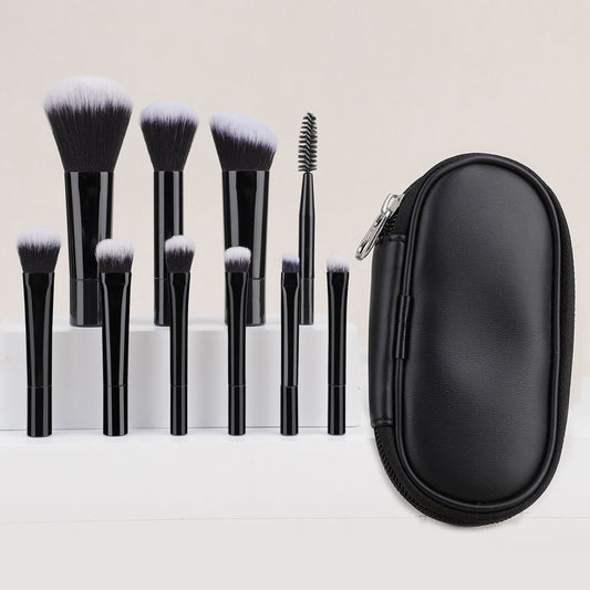 Cross-Border 10-Piece Rt Mini Colorful Makeup Brush Set with Brush Bag Crystal Transparent Handle Portable Travel Beauty Tool - image 1
