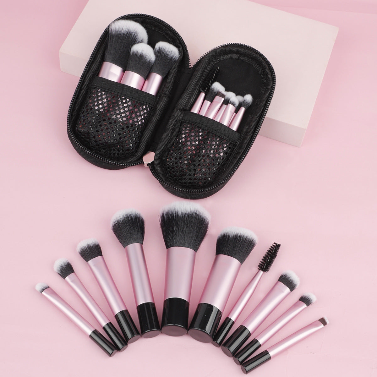 Cross-Border 10-Piece Rt Mini Colorful Makeup Brush Set with Brush Bag Crystal Transparent Handle Portable Travel Beauty Tool - image 4