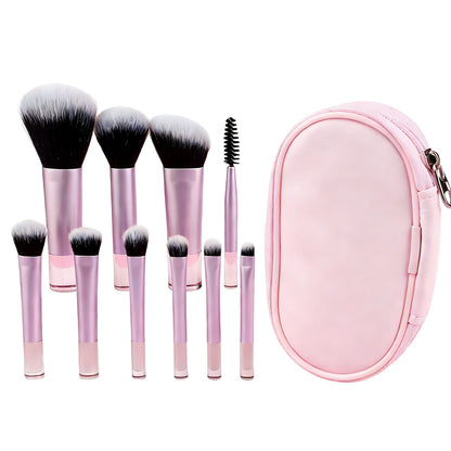 Cross-Border 10-Piece Rt Mini Colorful Makeup Brush Set with Brush Bag Crystal Transparent Handle Portable Travel Beauty Tool - image 5