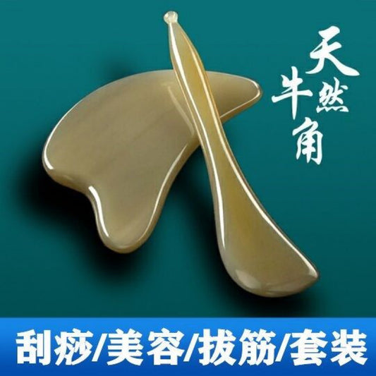 Horn Scraping Board for Whole Body, Facial Beauty Massage, Face Slimming, Neck and Back Scraping Sheet Set - image 2