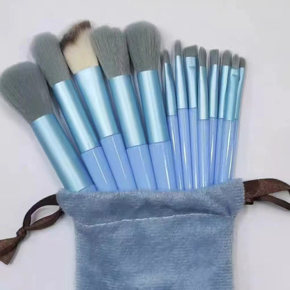 13 Four Seasons Green Makeup Brush Set Super Soft 13 Blush Brush Foundation Brush Eyeshadow Highlight Brush Factory Ready Stock - image 4