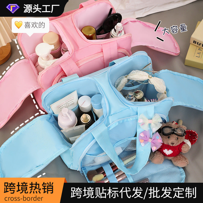 Cross-Border Hot-Selling Cosmetic Bag for Women, Portable Large-Capacity Partitioned Double-Opening Storage Bag, Travel Toiletry Bag, Luggage Bag - image 1