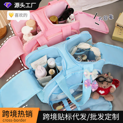 Cross-Border Hot-Selling Cosmetic Bag for Women, Portable Large-Capacity Partitioned Double-Opening Storage Bag, Travel Toiletry Bag, Luggage Bag - image 1