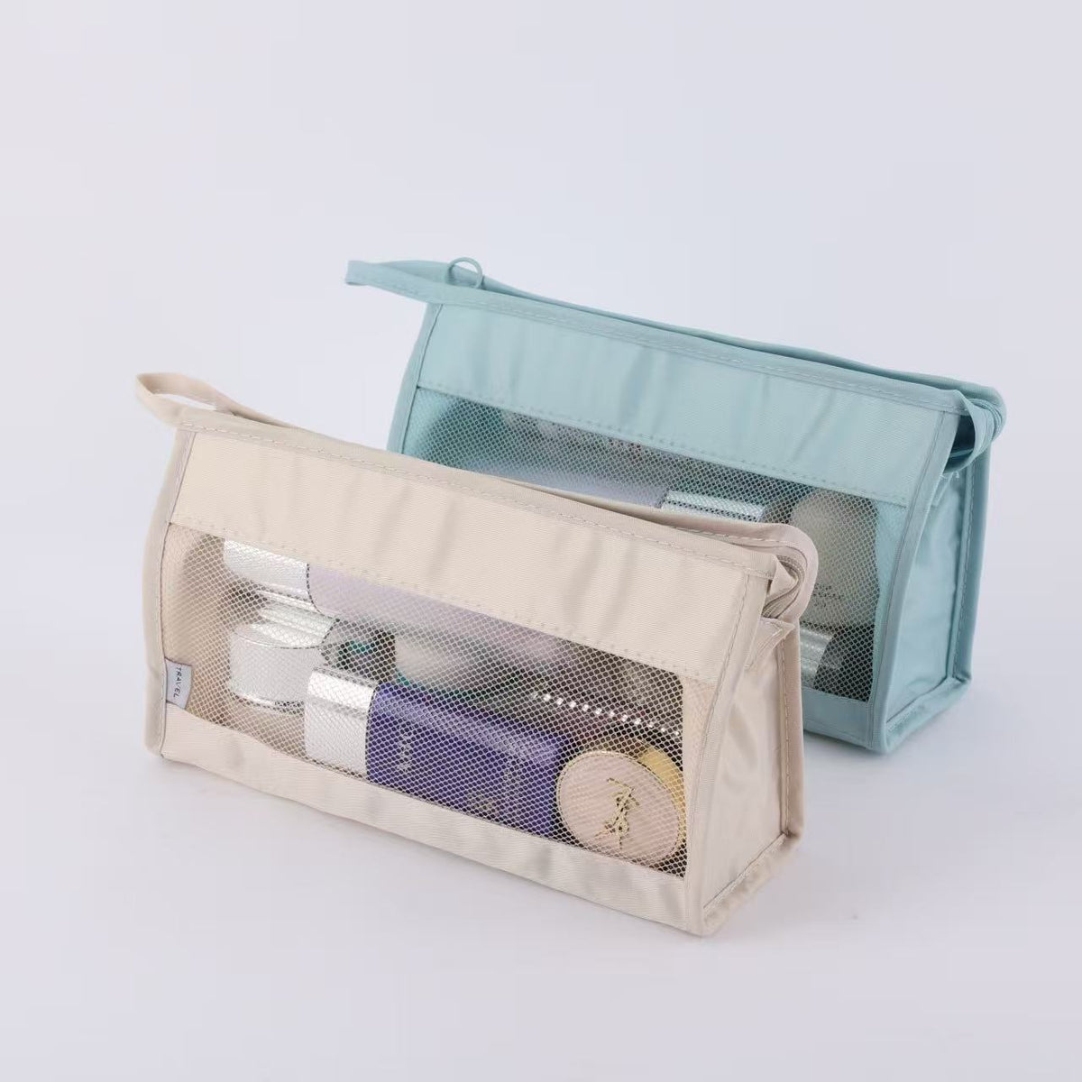 Twill Mesh Toiletry Bag Portable Hanging Storage Makeup Brush Bag Outing Briefcase Triangle Bag Korean Style Travel - image 1