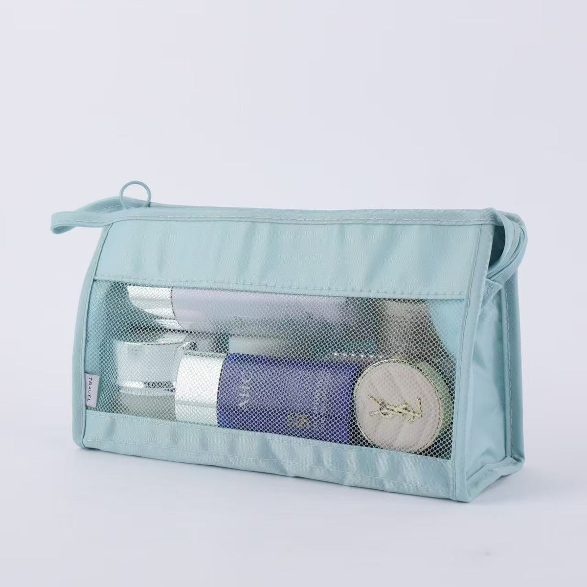 Twill Mesh Toiletry Bag Portable Hanging Storage Makeup Brush Bag Outing Briefcase Triangle Bag Korean Style Travel - image 2
