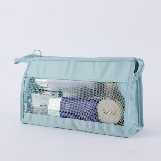 Twill Mesh Toiletry Bag Portable Hanging Storage Makeup Brush Bag Outing Briefcase Triangle Bag Korean Style Travel - image 2