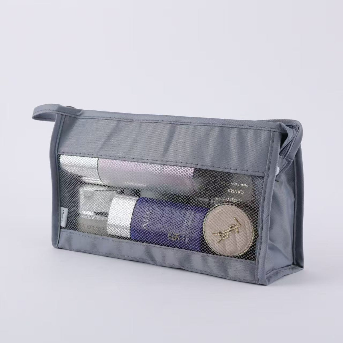 Twill Mesh Toiletry Bag Portable Hanging Storage Makeup Brush Bag Outing Briefcase Triangle Bag Korean Style Travel - image 3
