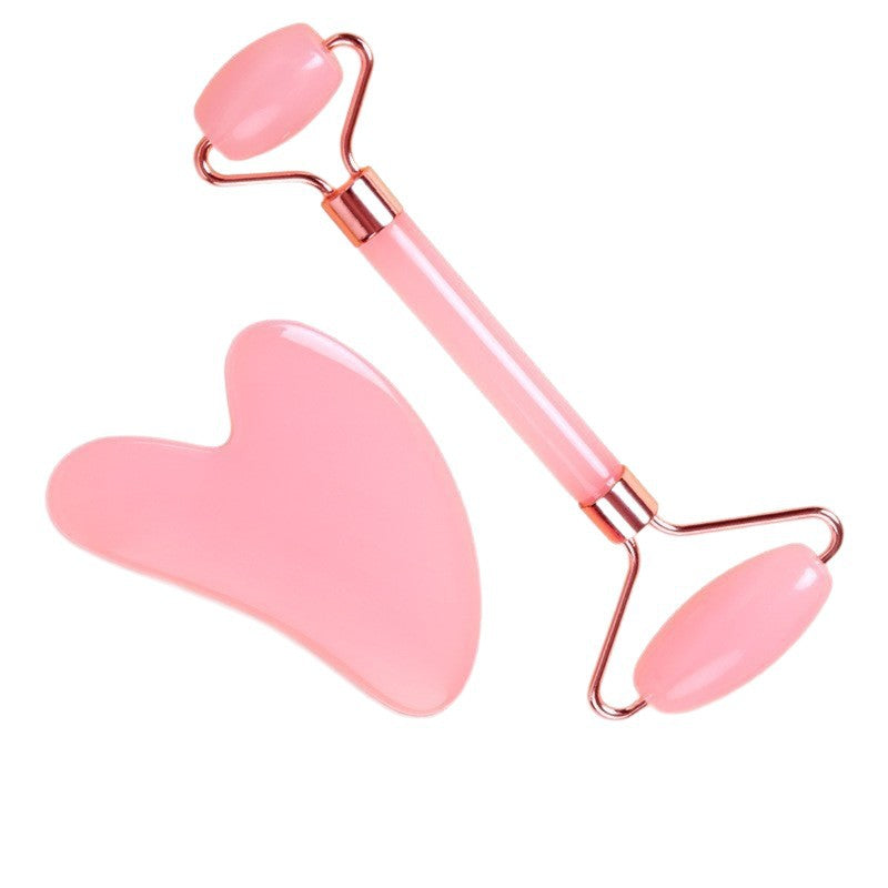 Acrylic Facial Rose Quartz Double-Headed Roller Massager, Non-Jade Heart-Shaped Meridian Beauty Facial Scraper Set - image 5