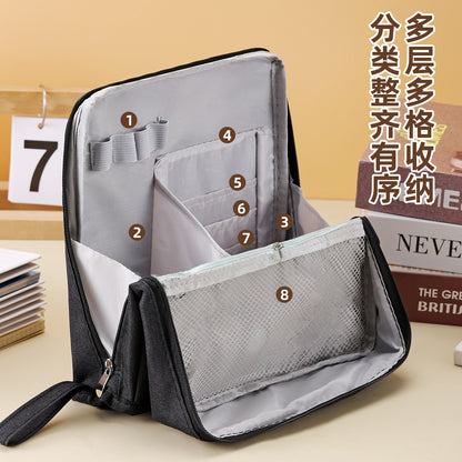Shupai Large Opening Vertical Cosmetic Bag, Large Capacity Stationery Bag, Cosmetics Storage Bag, Cross-Border Hot-Selling Portable Bag - image 3