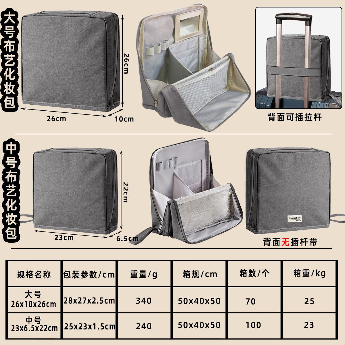 Shupai Large Opening Vertical Cosmetic Bag, Large Capacity Stationery Bag, Cosmetics Storage Bag, Cross-Border Hot-Selling Portable Bag - image 4