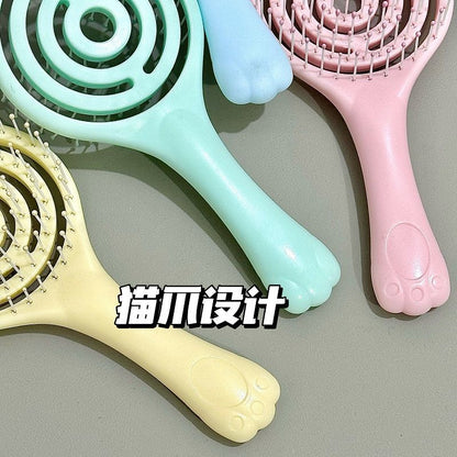 Hollow Fluffy Hair Smoothing Comb Air Cushion Comb Curly Hair Comb Cylinder Comb Women's Home Massage Comb Rib Comb Cat Claw Hollow - image 2