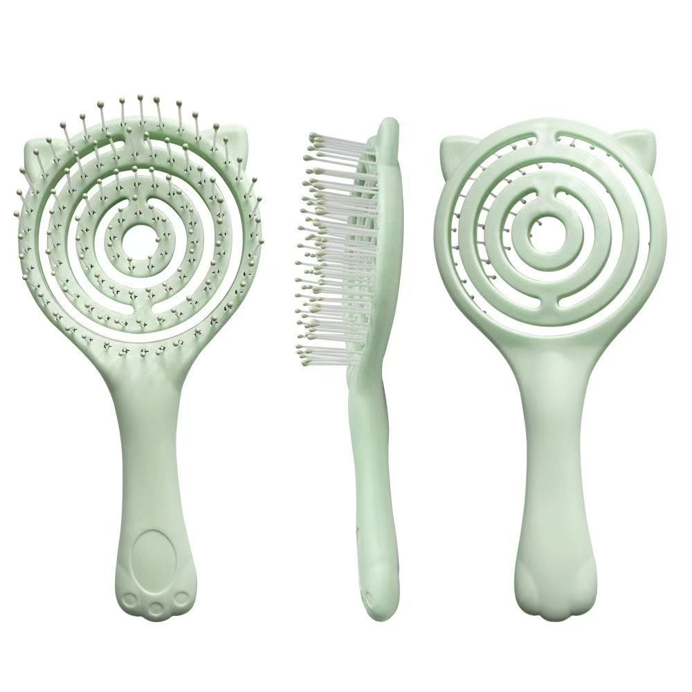 Hollow Fluffy Hair Smoothing Comb Air Cushion Comb Curly Hair Comb Cylinder Comb Women's Home Massage Comb Rib Comb Cat Claw Hollow - image 4