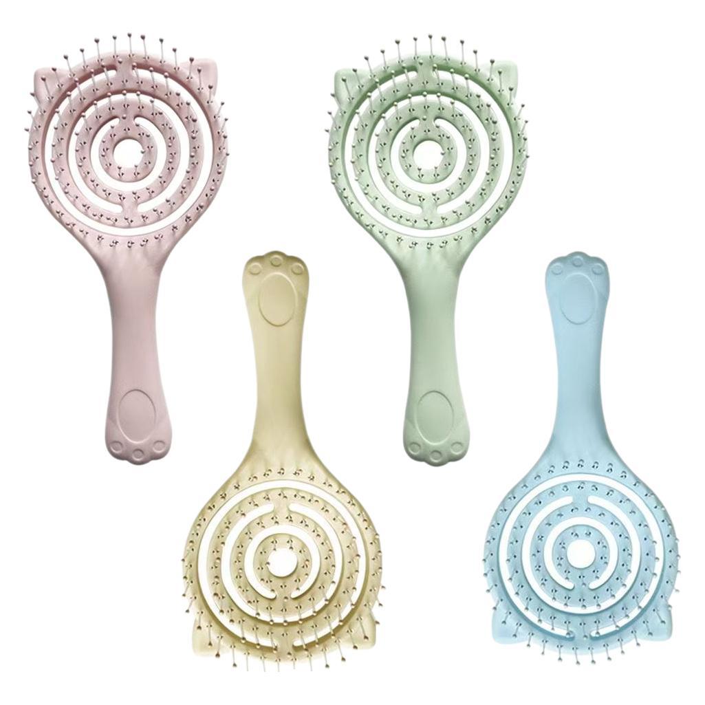 Hollow Fluffy Hair Smoothing Comb Air Cushion Comb Curly Hair Comb Cylinder Comb Women's Home Massage Comb Rib Comb Cat Claw Hollow - image 5