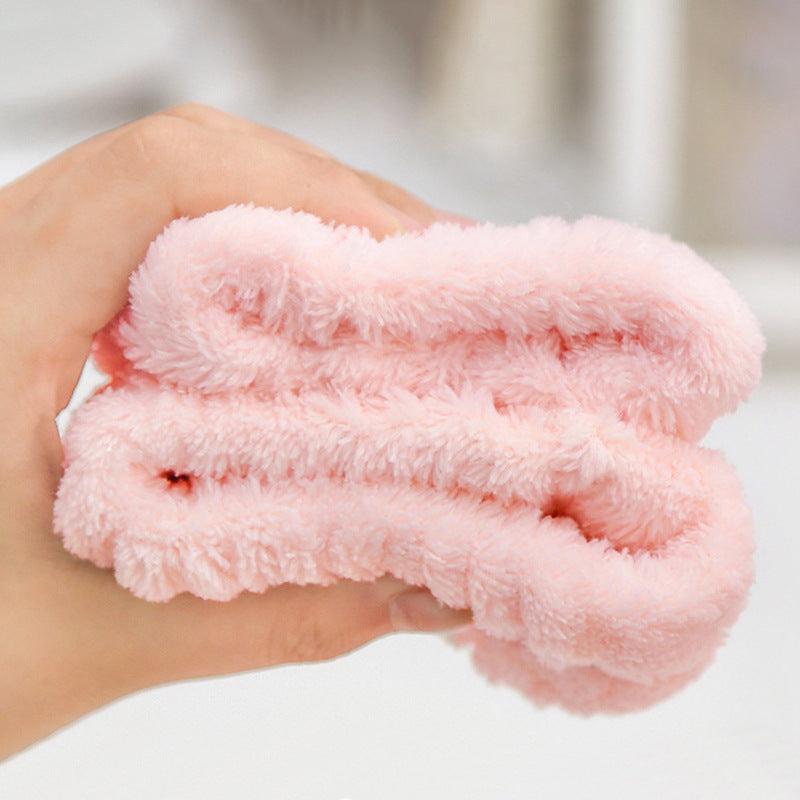 Three-Piece Set for Washing Face and Preventing Wetness: Coral Fleece Absorbent Hairband, Wristband, and Women's Anti-Wet Tools for Washing and Skincare - image 3