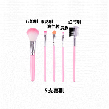 Free Shipping~5 Makeup Brushes, Eye Shadow Brush, Blush Concealer Brush, Synthetic Hair Eyebrow Brush, Makeup Brush Set, Powder Puff - image 1