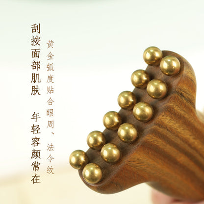 Green Sandalwood Horn Bottle Facial Massager Fascia Lifting Solid Wood Facial Beauty Tool New 14 Massage Beads - image 3