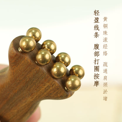 Green Sandalwood Horn Bottle Facial Massager Fascia Lifting Solid Wood Facial Beauty Tool New 14 Massage Beads - image 4