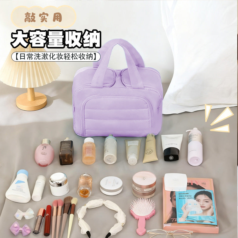 New Fashionable Double-Opening Cosmetic Bag with Large Capacity and Good Looks, Cosmetic Storage, Portable Travel Toiletry Bag - image 4