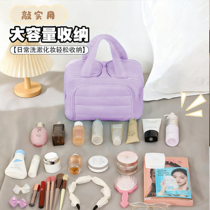 New Fashionable Double-Opening Cosmetic Bag with Large Capacity and Good Looks, Cosmetic Storage, Portable Travel Toiletry Bag - image 4
