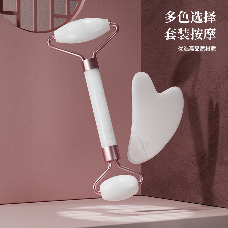 Rose Quartz Roller Massager Set Non-Jade Facial Roller Massager Facial Beauty Shaving Double-Headed Massage Stick - image 2