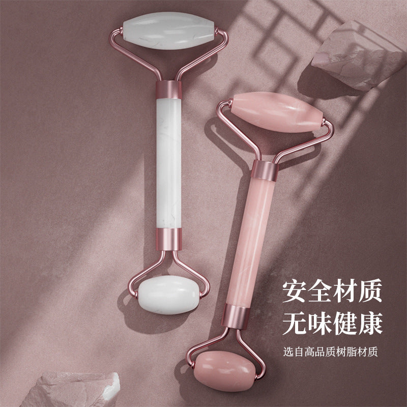 Rose Quartz Roller Massager Set Non-Jade Facial Roller Massager Facial Beauty Shaving Double-Headed Massage Stick - image 3