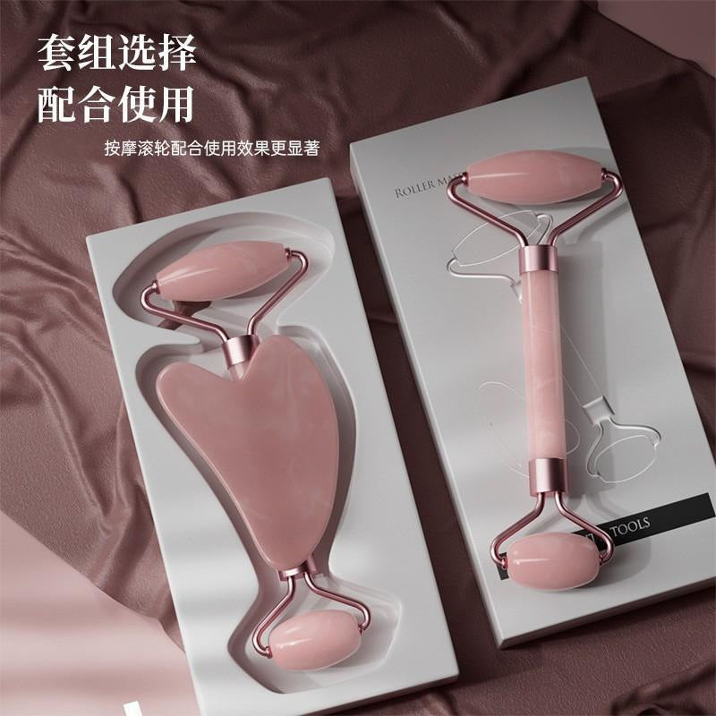 Rose Quartz Roller Massager Set Non-Jade Facial Roller Massager Facial Beauty Shaving Double-Headed Massage Stick - image 4
